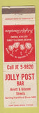 Matchbook Cover - Jolly Post Bar Frankford WEAR