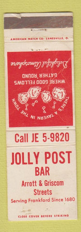 Matchbook Cover - Jolly Post Bar Frankford WEAR