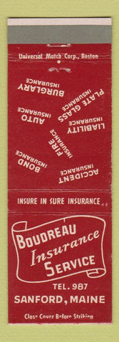 Matchbook Cover - Boudreau Insurance Sanford ME