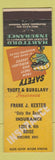 Matchbook Cover - Frank Kester Insurance Boise ID