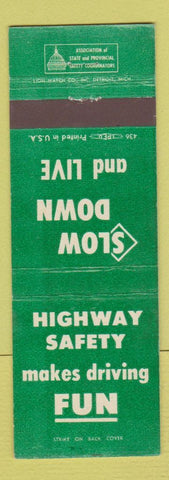 Matchbook Cover - Highway Driving Safety Washington DC Bolling Air Force Base