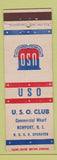 Matchbook Cover - USO Club Newport RI Commercial Wharf