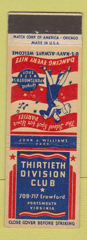 Matchbook Cover - 14th Division Club Portsmouth VA dancing