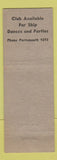 Matchbook Cover - 14th Division Club Portsmouth VA dancing