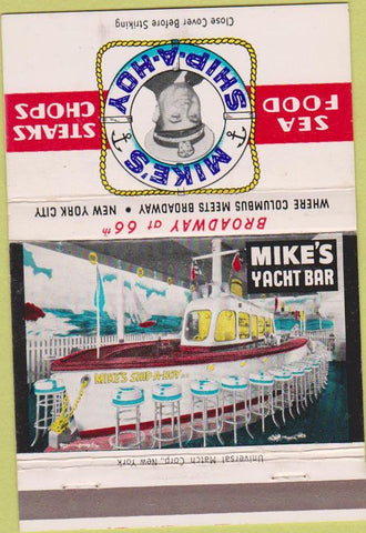 Matchbook Cover - Mike's Yacht Bar New York City 40 Strike