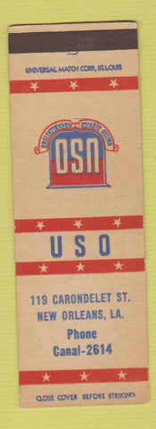 Matchbook Cover - USO Club New Orleans LA SAMPLE