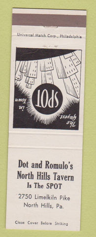 Matchbook Cover - Dot and Romulo's North Hills Tavern North Hills PA