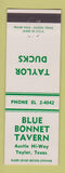 Matchbook Cover - Blue Bonnet Tavern Taylor TX Ducks