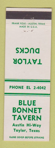 Matchbook Cover - Blue Bonnet Tavern Taylor TX Ducks