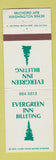 Matchbook Cover - Evergreen Inn Billeting McChord Air Force Base Washington