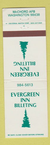 Matchbook Cover - Evergreen Inn Billeting McChord Air Force Base Washington