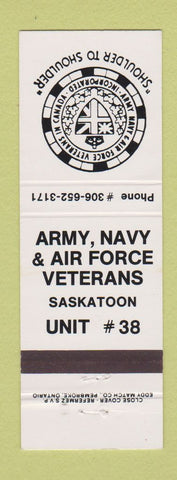 Matchbook Cover - Army Navy Air Force Veterans Saskatoon SK