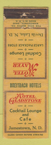 Matchbook Cover - Hotel Mayer Devils Lake ND Gladstone Jamestown WEAR