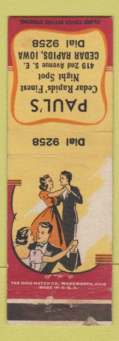 Matchbook Cover - Paul's Nite Spot Cedar Rapids IA WEAR