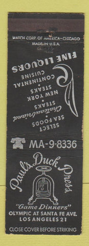 Matchbook Cover - Paul's Duck Press Los Angeles CA