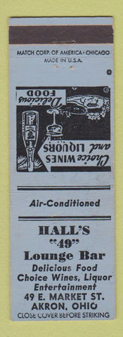 Matchbook Cover - Hall's 49 Lounge Bar Akron OH