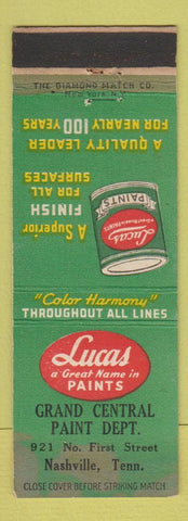 Matchbook Cover - Lucas Paints Grand Central Paint Dept Nashville TN WEAR