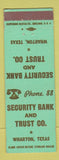 Matchbook Cover - Security Bank and Trust Wharton TX
