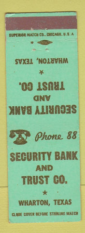 Matchbook Cover - Security Bank and Trust Wharton TX