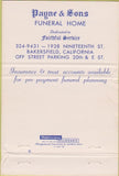 Matchbook Cover - Payne Sons Funeral Home Bakersfield CA WEAR 40 Strike