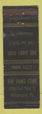 Matchbook Cover - Oaks Club Williamsport PA WEAR