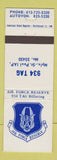 Matchbook Cover - Air Force Reserve 934 Tag Billeting Minneapolis St Paul MN