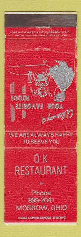Matchbook Cover - OK Restaurant Morrow OH WEAR