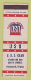 Matchbook Cover - USO Club Portsmouth VA