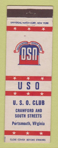 Matchbook Cover - USO Club Portsmouth VA