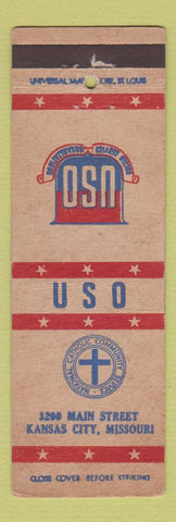 Matchbook Cover - USO Club National Catholic Community Service Kansas City MO #1