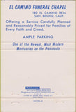 Matchbook Cover - El Camino Funeral Chapel San Bruno CA 40 Strike