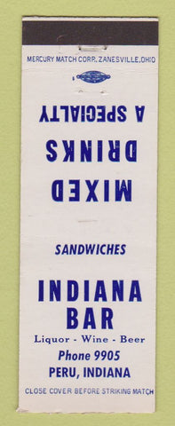 Matchbook Cover - Indiana Bar Peru IN