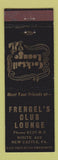 Matchbook Cover - Frengel's Club Lounge New Castle PA