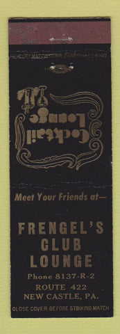 Matchbook Cover - Frengel's Club Lounge New Castle PA