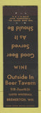 Matchbook Cover - Outside In Beer Tavern Bremerton WA