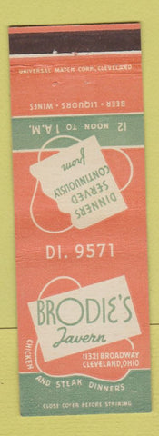 Matchbook Cover - Brodie's Tavern Cleveland OH