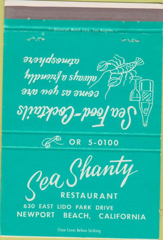 Matchbook Cover - Sea Shanty Restaurant Newport Beach CA 40 Strike