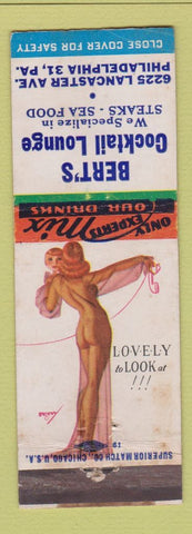 Matchbook Cover - Bert's Cocktail Lounge Philadelphia PA pinup WEAR