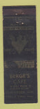 Matchbook Cover - Berge's Cafe Stoughton WI WEAR