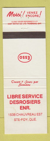 Matchbook Cover - Esso oil gas Libre Service Ste Foy QC