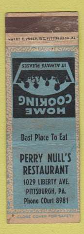 Matchbook Cover - Perry Null's Restaurant Pittsburgh PA WEAR
