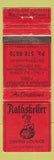 Matchbook Cover - Rathskeller Restaurant Kitchener ON WEAR
