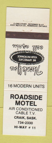 Matchbook Cover - Roadside Motel Craik SK