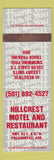 Matchbook Cover - Hillcrest Motel Restaurant Pocahontas AR