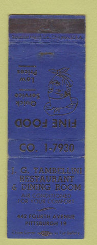 Matchbook Cover - JC Tambellini Restaurant Pittsburgh PA WORN