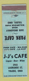 Matchbook Cover - JJ's Cafe Park Cafe Toledo OH WEAR