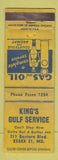 Matchbook Cover - King's Gulf oil gas Essex MD WORN