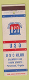 Matchbook Cover - USO Club Portsmouth VA