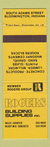 Matchbook Cover - Rogers Building Supply Lumber Concrete Bloomington IN