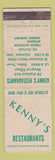 Matchbook Cover - Kenny's Restaurants Dallas Richardson TX